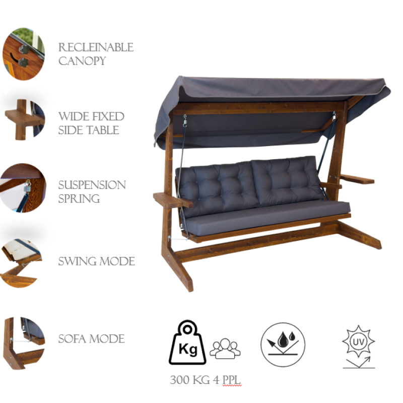 Деревянные садовые качели Aida Swings VİVA 2400