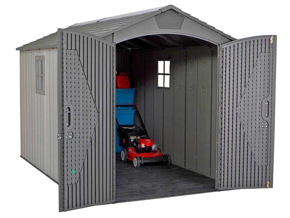 Дачный хозблок (сарай) WOODLOOK 7x9,5 60310 габариты 283,5 х 218,5 см из пластика, с двускатной крышей, для загородного дома