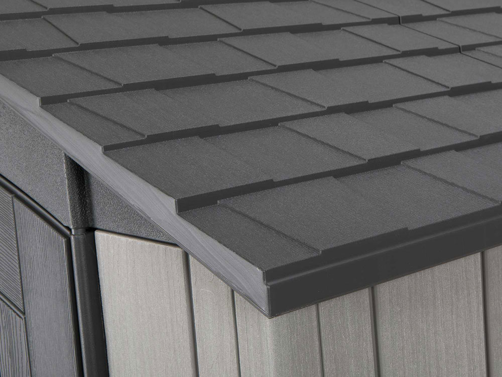 Дачный хозблок (сарай) WOODLOOK 7x9,5 60310 габариты 283,5 х 218,5 см из пластика, с двускатной крышей, для загородного дома