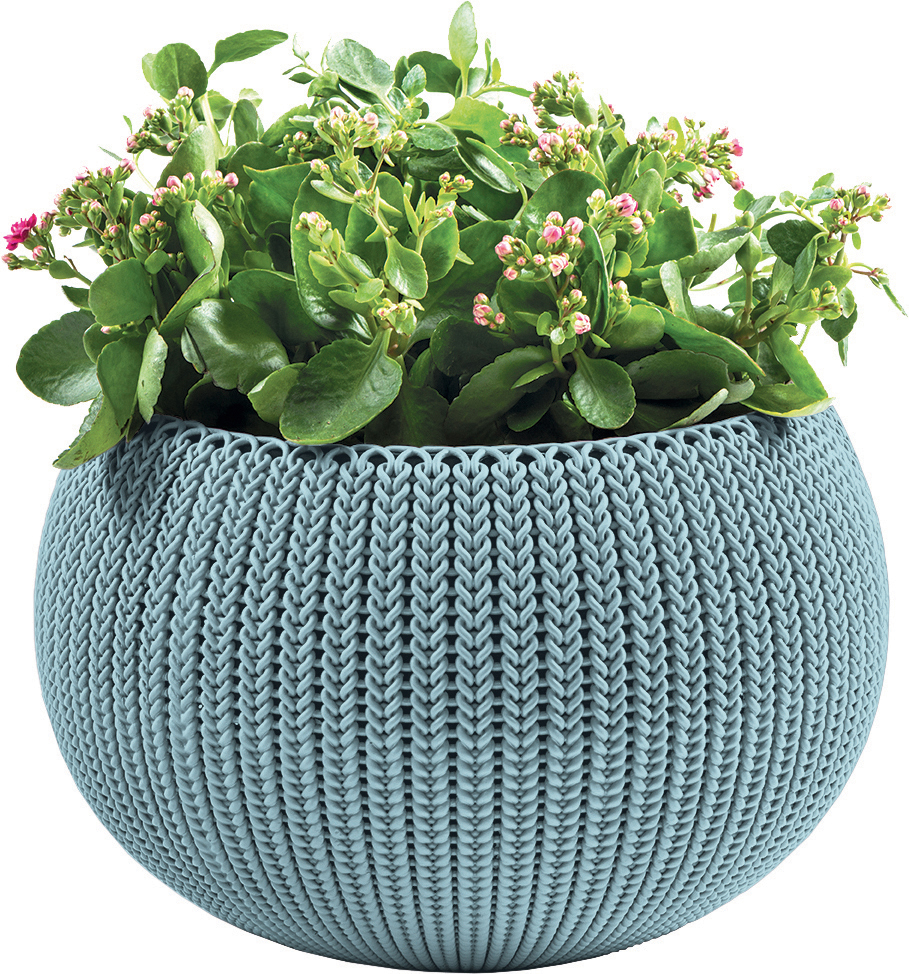 Кашпо Keter COZIES M из пластика ⌀ 36 см, 9,4 л текстура под ротанг