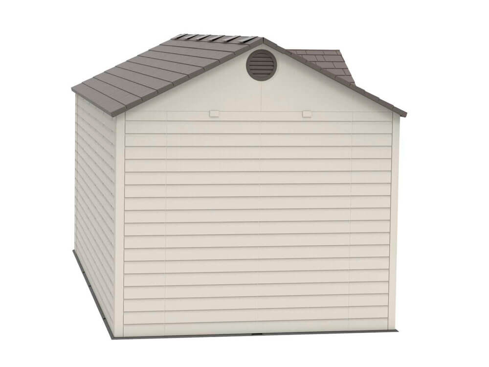 Сарай (хозблок) пластиковый LifeTime 15x8 DD 60079 габариты 239 х 452 см с двускатной крышей для дачи или загородного дома