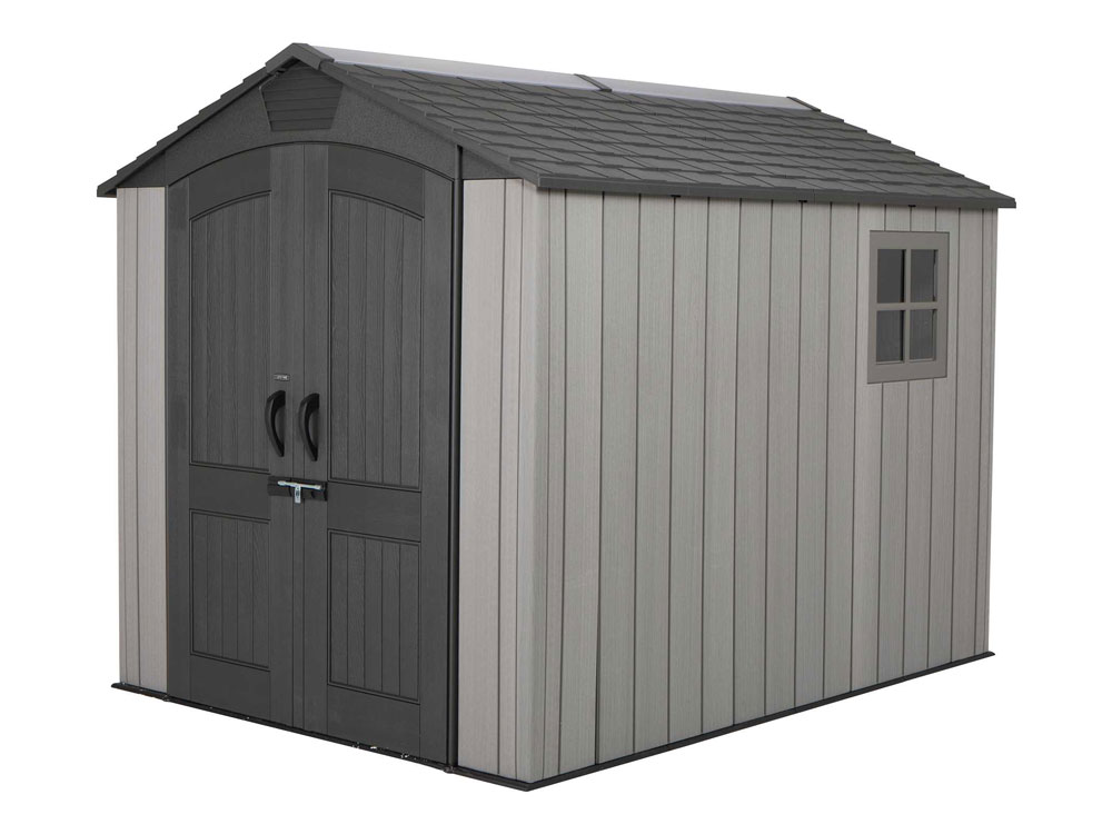 Дачный хозблок (сарай) WOODLOOK 7x9,5 60310 габариты 283,5 х 218,5 см из пластика, с двускатной крышей, для загородного дома