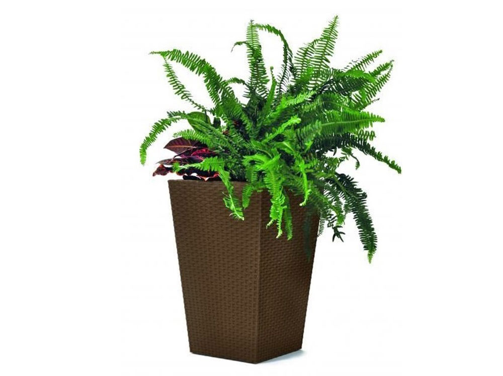Квадратное кашпо Keter RATTAN PLANTER S 24л из пластика под плетеный ротанг