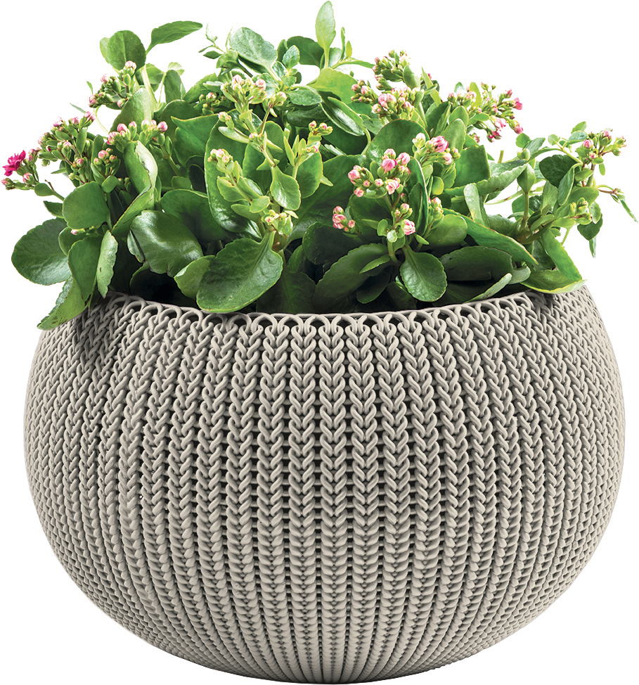 Кашпо Keter COZIES M из пластика ⌀ 36 см, 9,4 л текстура под ротанг