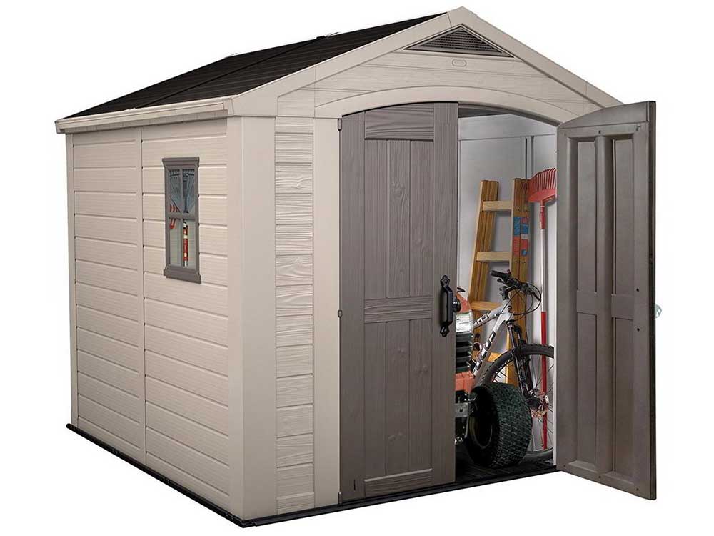 Сарай (хозблок) пластиковый KETER FACTOR 8x8 габариты 255 х 256,5 см с двускатной крышей для дачи или загородного дома