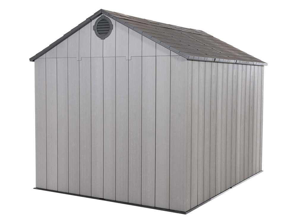 Сарай (хозблок) пластиковый WOODLOOK 10x8 60334 габариты 238 х 299 см с двускатной крышей для дачи или загородного дома