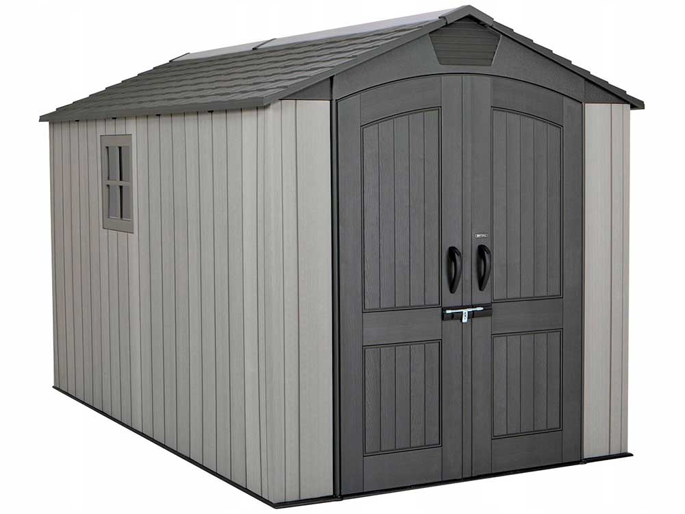 Дачный хозблок (сарай) WOODLOOK 7x9,5 60310 габариты 283,5 х 218,5 см из пластика, с двускатной крышей, для загородного дома