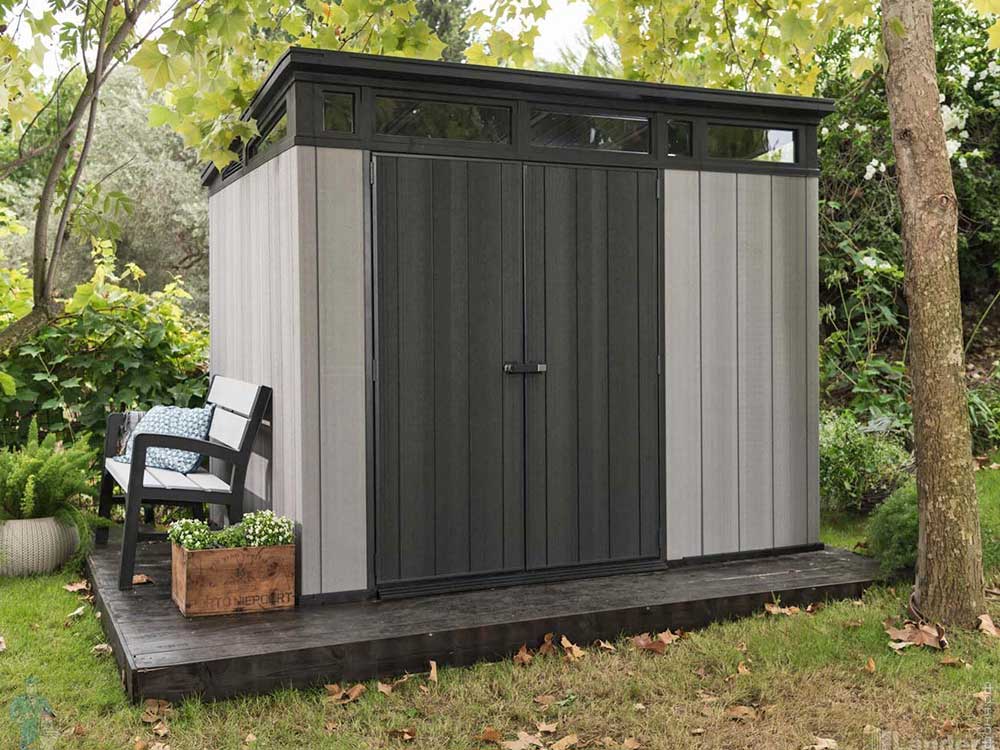 Садовый сарай КETER ARTISAN 9x7 габариты 277 х 218 см с односкатной крышей для дачи или загородного дома