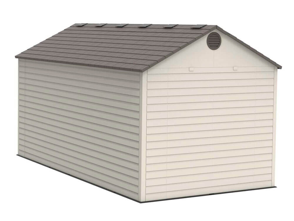 Сарай (хозблок) пластиковый LifeTime 15x8 DD 60079 габариты 239 х 452 см с двускатной крышей для дачи или загородного дома