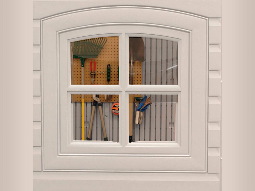 Сарай (хозблок) пластиковый LifeTime 15x8 DD 60079 габариты 239 х 452 см с двускатной крышей для дачи или загородного дома