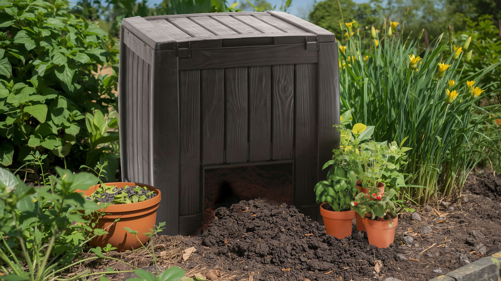 Компостер садовый Keter DECO COMPOSTER объем 340 л из пластика под дерево для дачи
