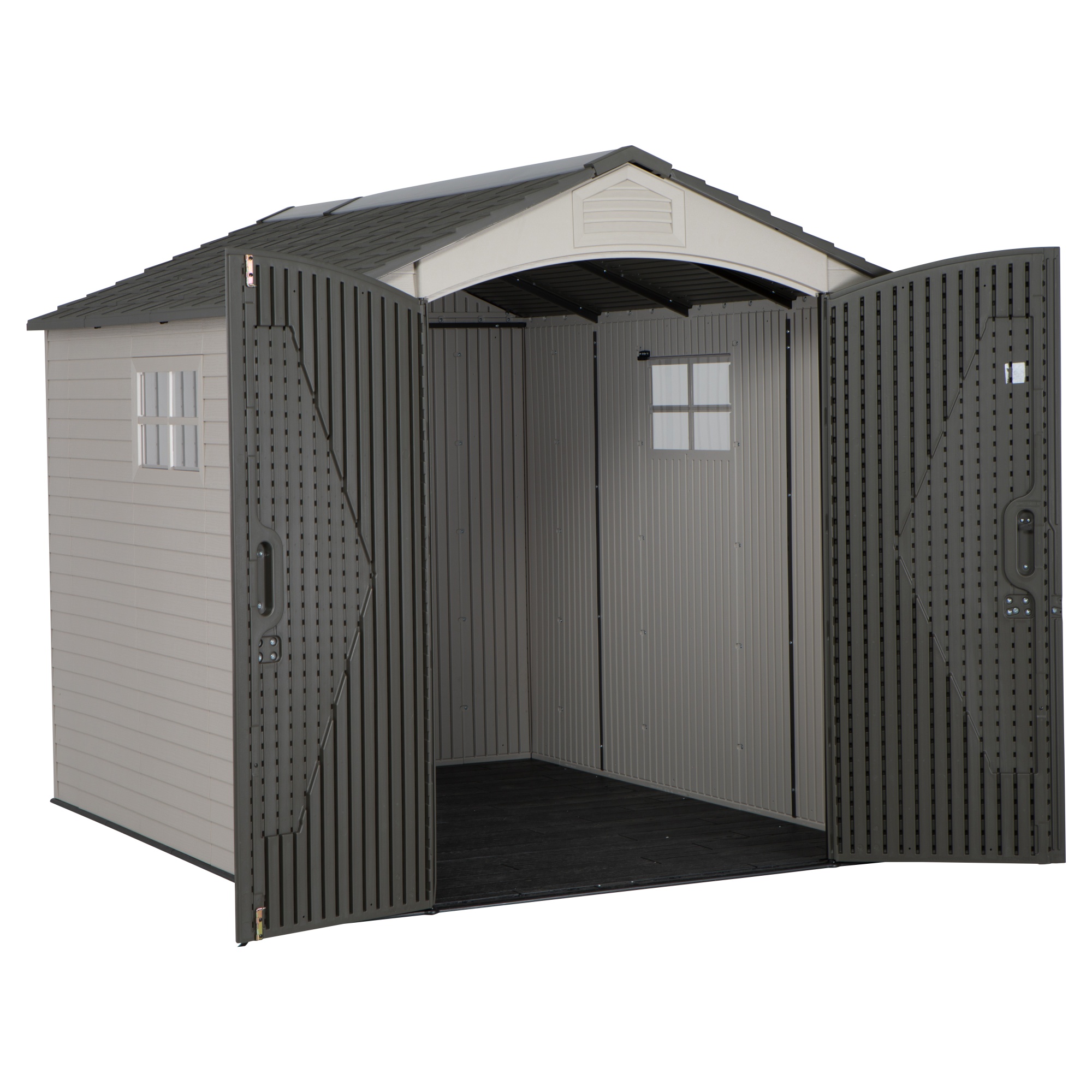 Сарай (хозблок) пластиковый Life Time 7x9,5 60252 габариты 280 х 206,6 см с двускатной крышей для дачи или загородного дома